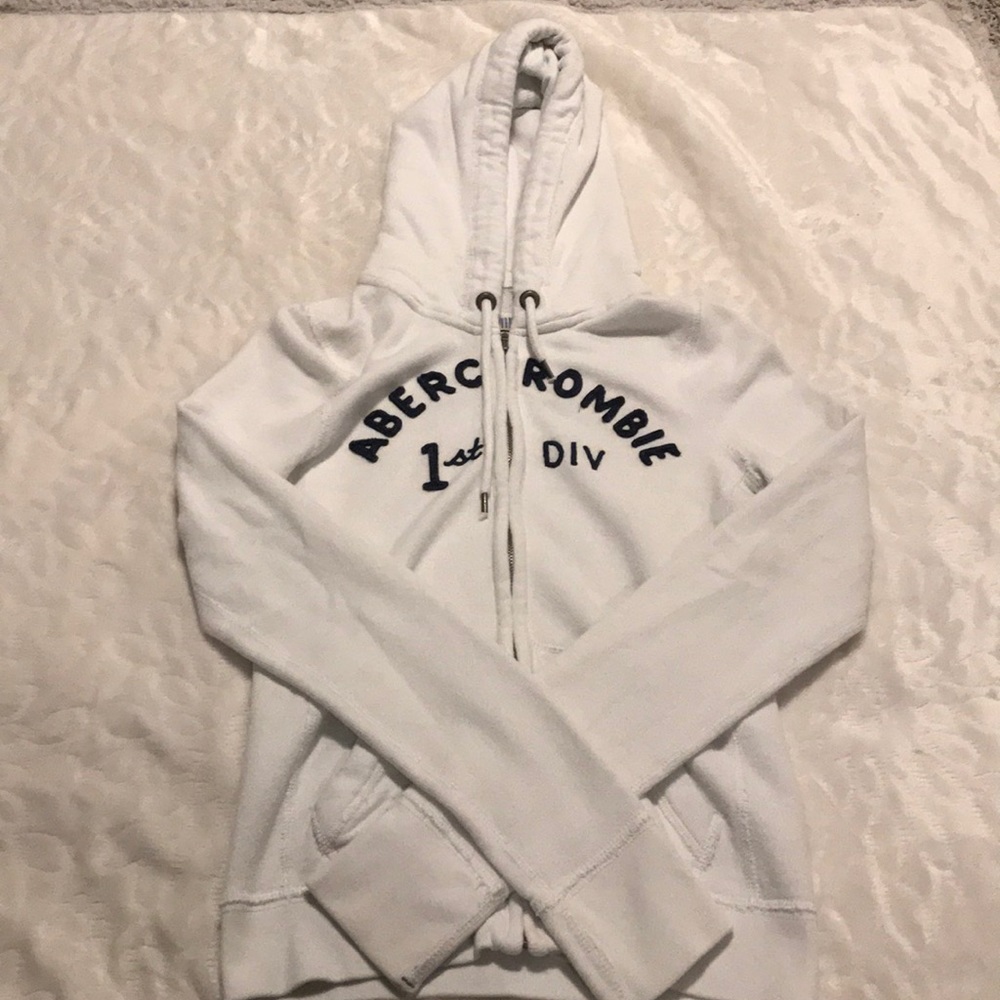 Navy/White Hooded Zip Up Sweatshirt